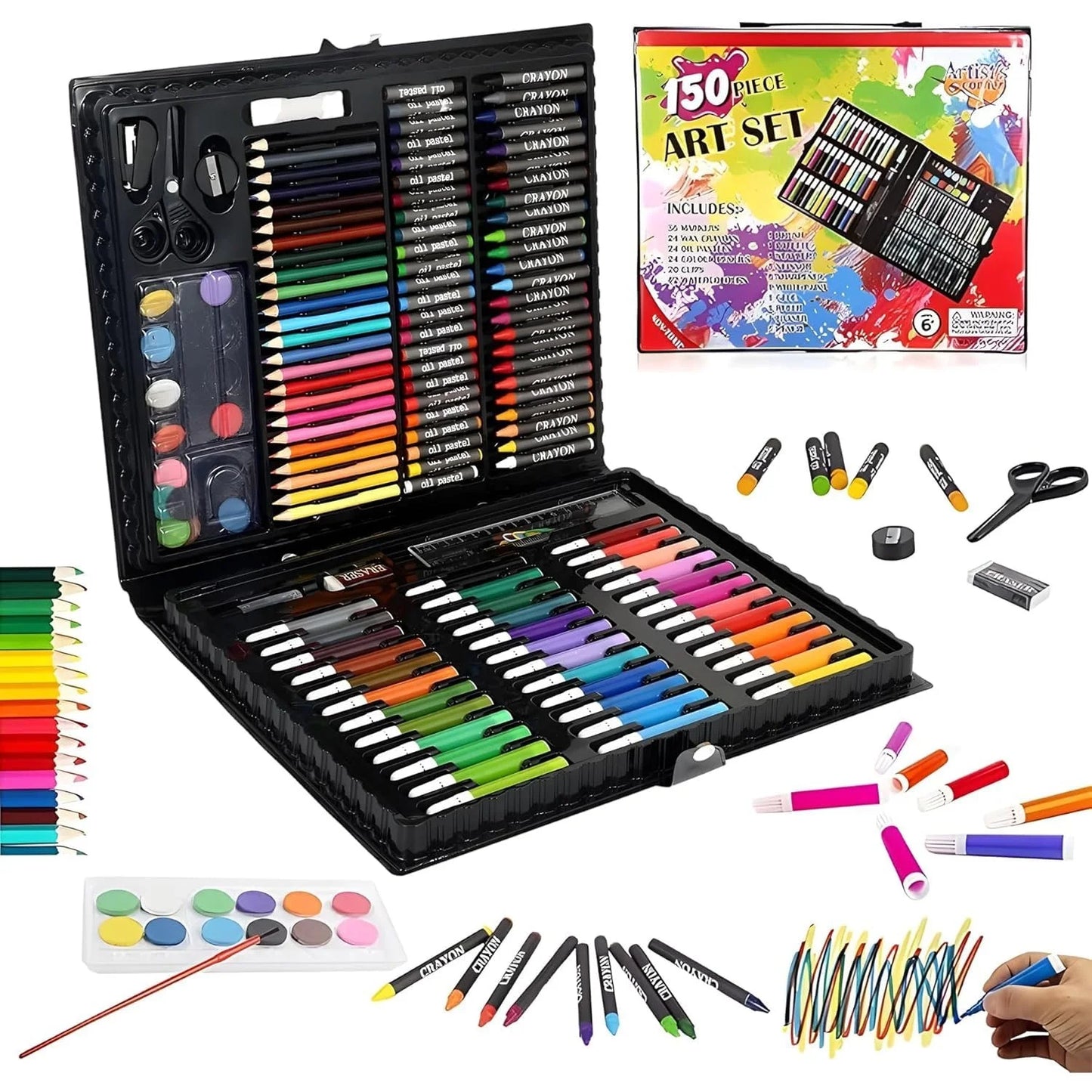 150-Piece Deluxe Art & Drawing Color Kit with Storage Case
