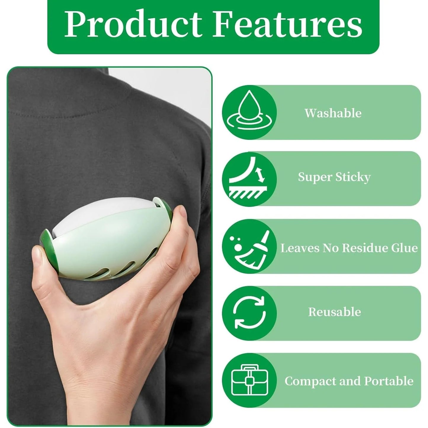 Portable Gel Lint Roller | For Clothes & Pet Hair | Washable & Reusable