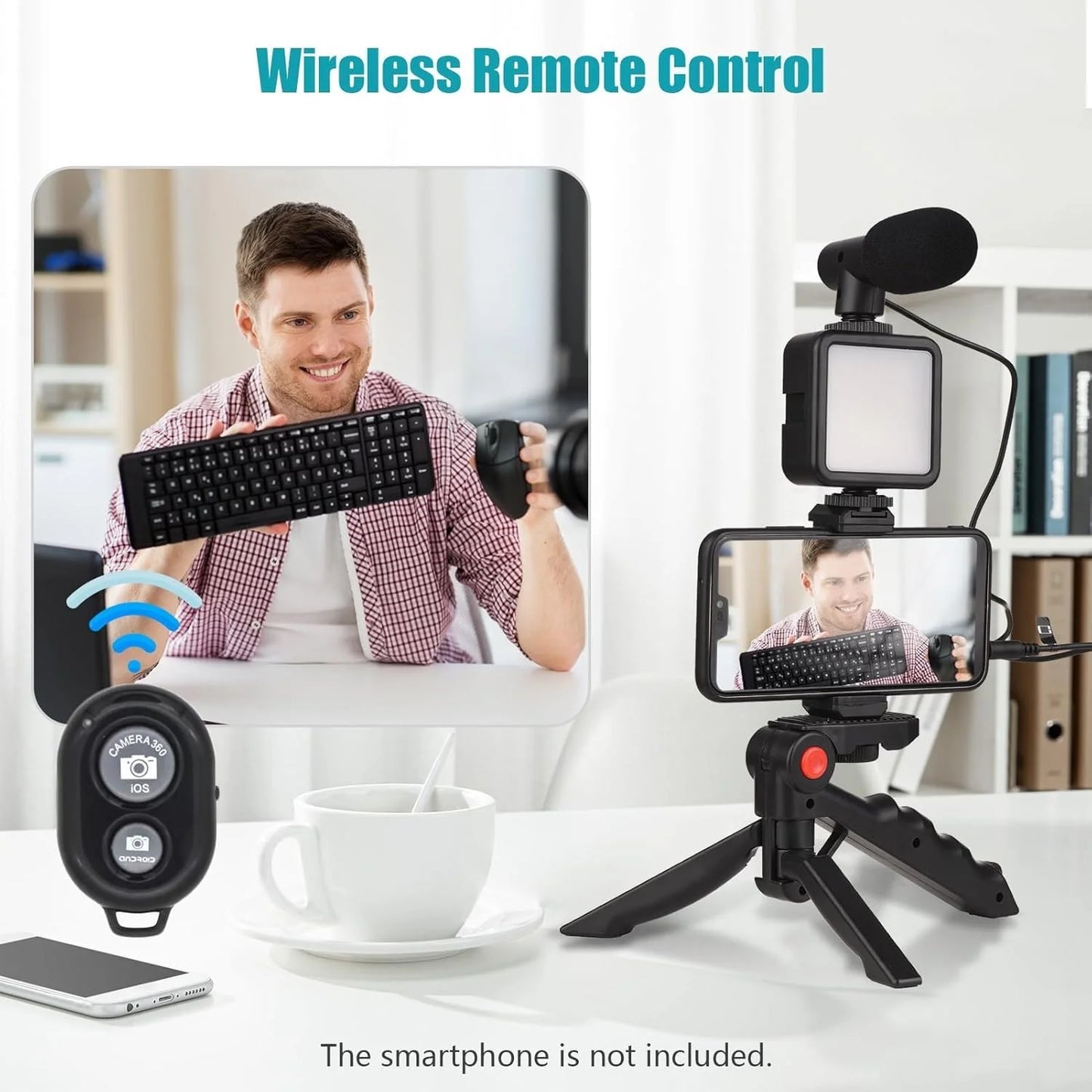 5-in-1 Vlogging & Video Making Kit | With Microphone, Tripod & LED Light