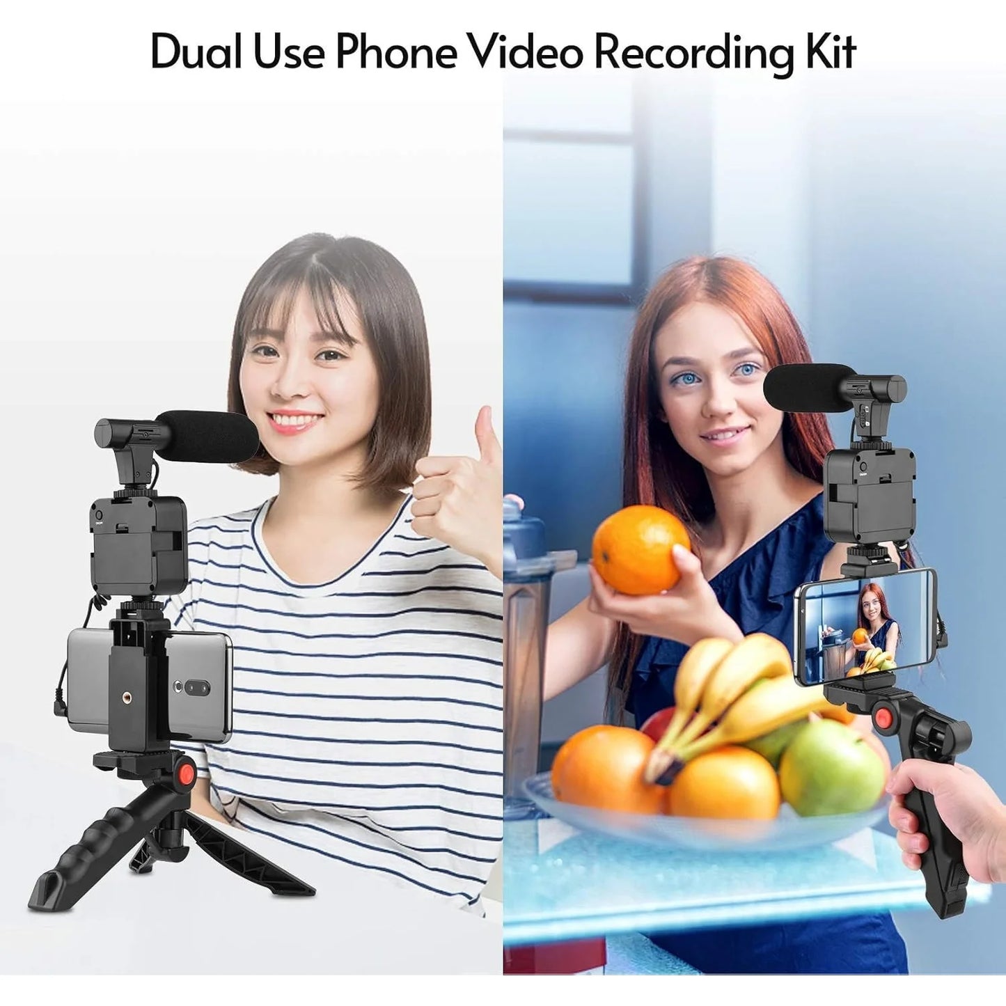 5-in-1 Vlogging & Video Making Kit | With Microphone, Tripod & LED Light