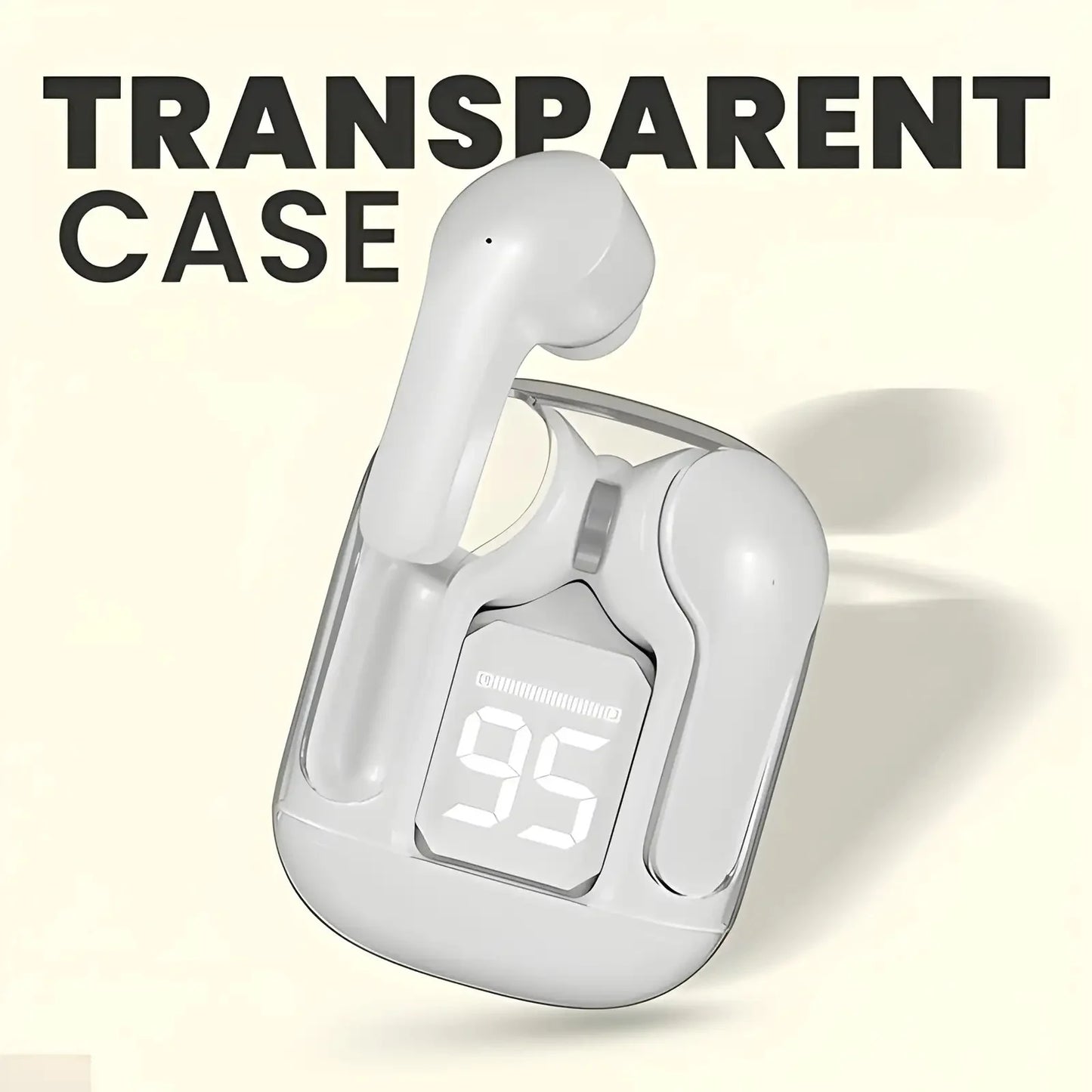 True Wireless Earbuds | LED Power Display & Transparent Case