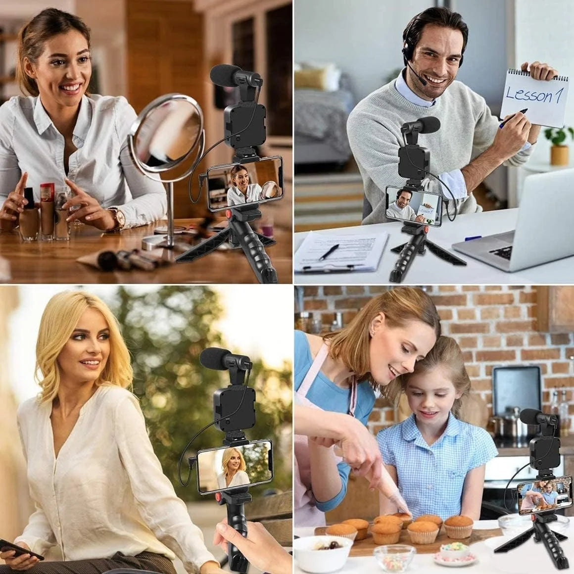 5-in-1 Vlogging & Video Making Kit | With Microphone, Tripod & LED Light