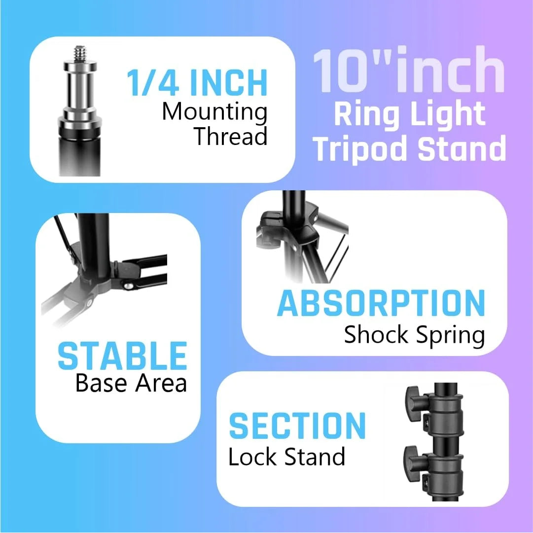 10-Inch LED Ring Light | 7-Feet Professional Tripod Stand