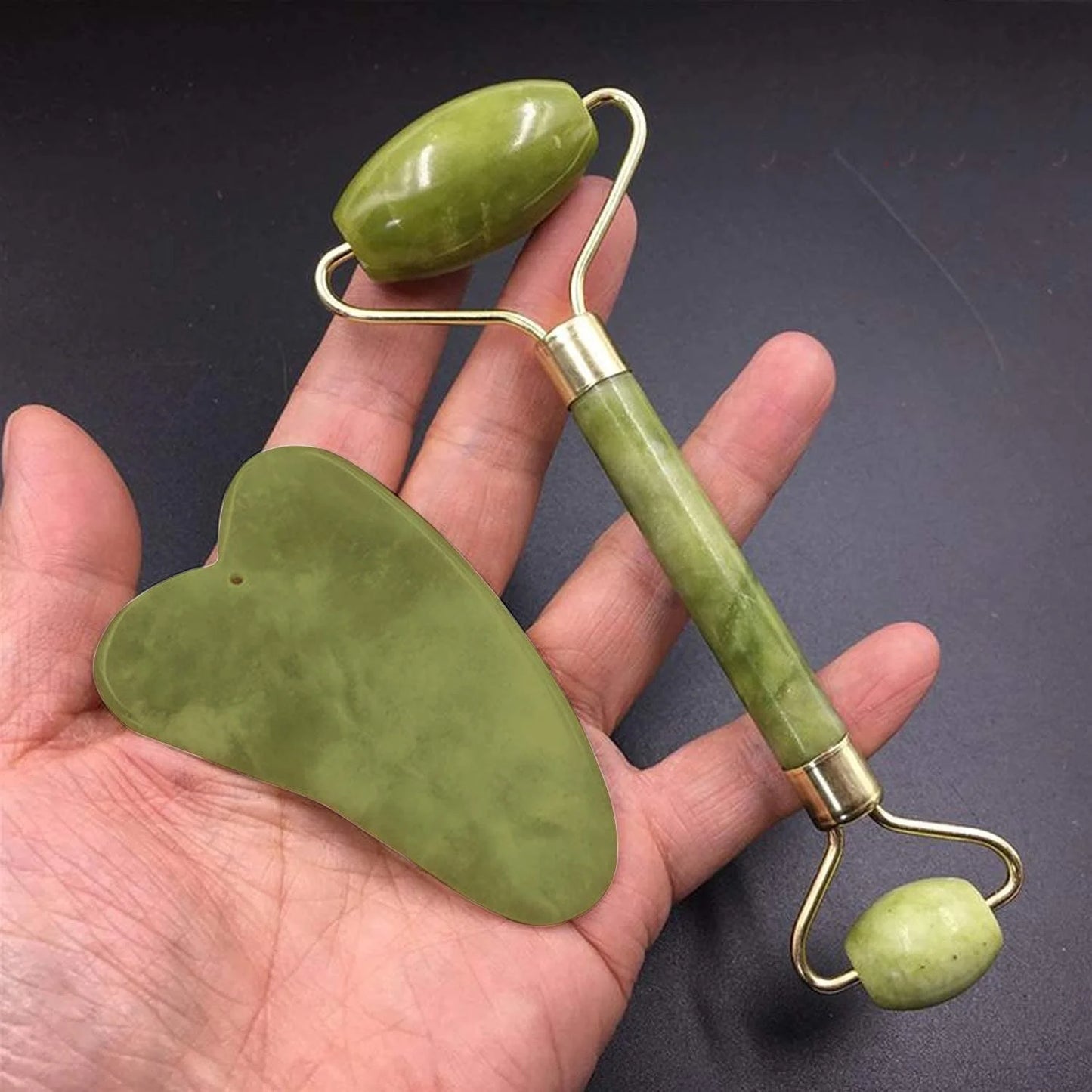 Natural Jade Roller & Gua Sha Set
