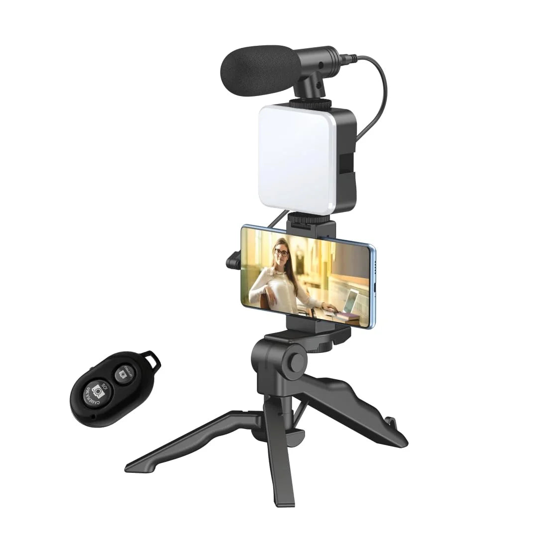 5-in-1 Vlogging & Video Making Kit | With Microphone, Tripod & LED Light