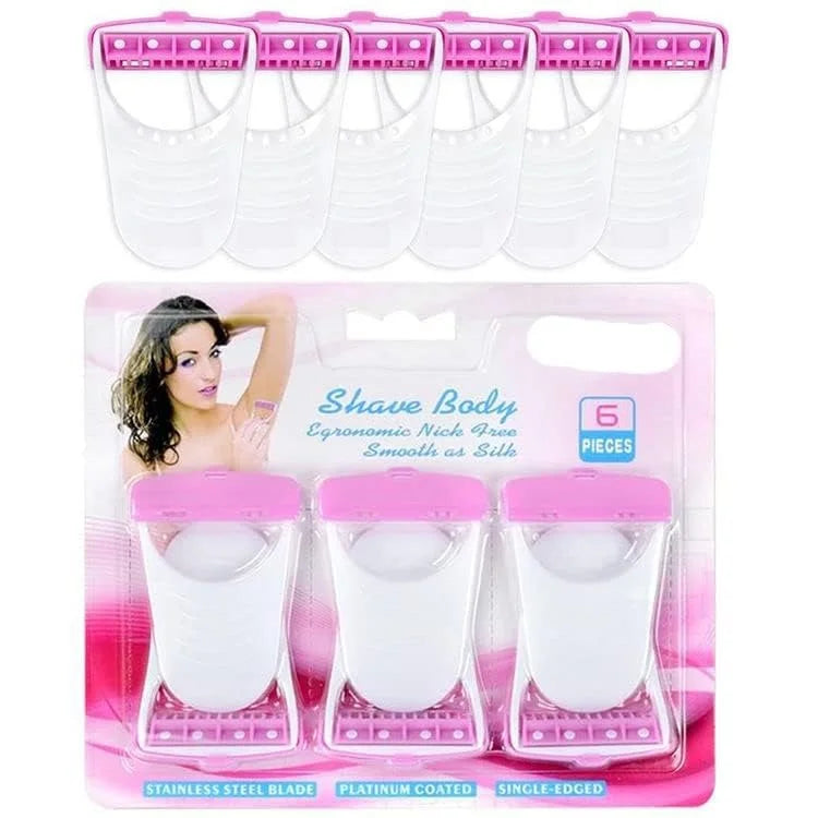 Safety Double-Edge Portable Razor with Replacement Blades (Pack of 6)