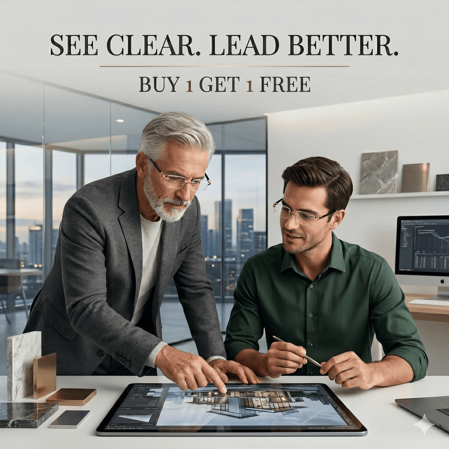 Rimless Auto-Adjusting Bifocal Reading Glasses