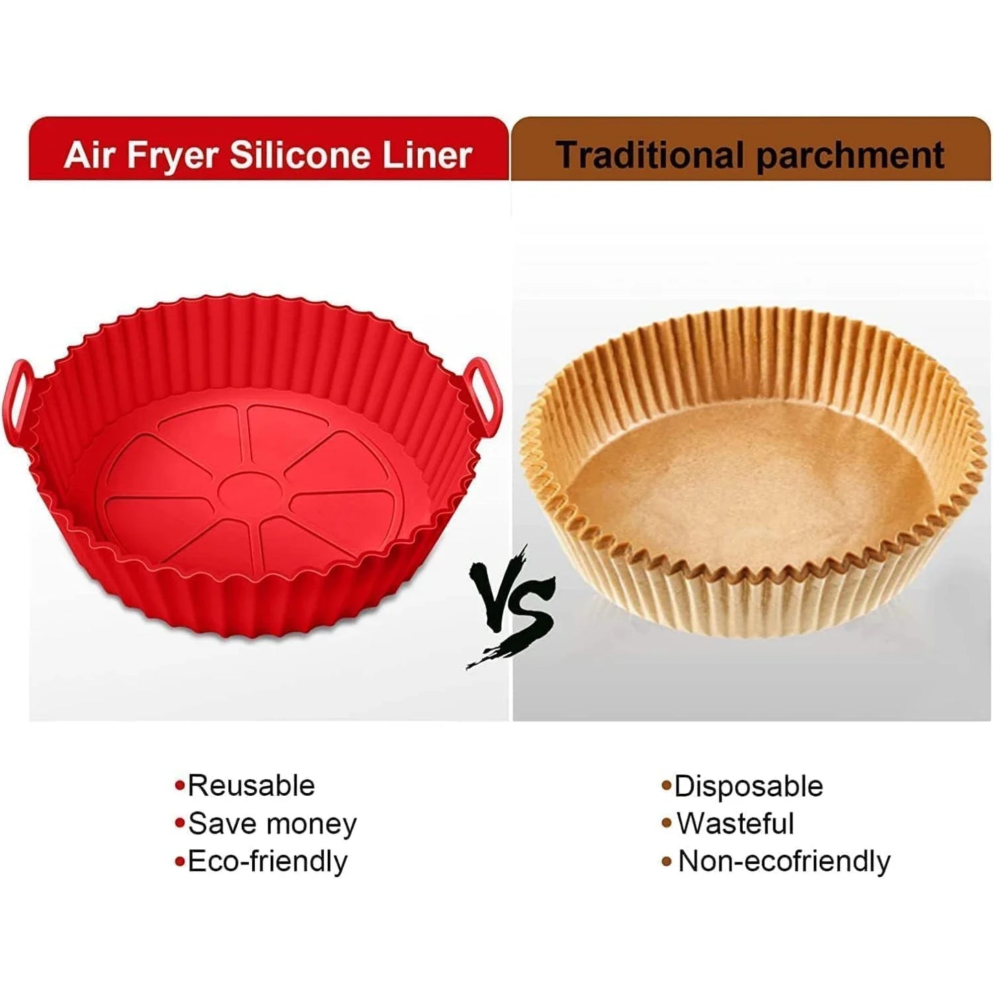 Reusable Non-Stick Silicone Air Fryer Liners (Pack of 6)