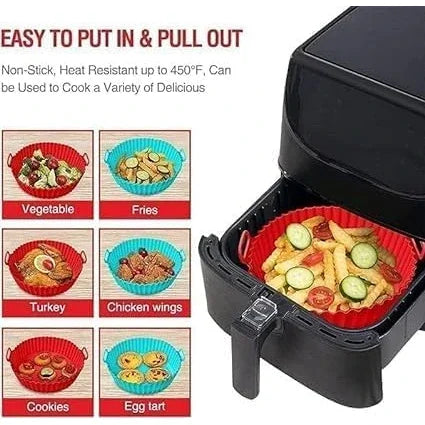 Reusable Non-Stick Silicone Air Fryer Liners (Pack of 6)