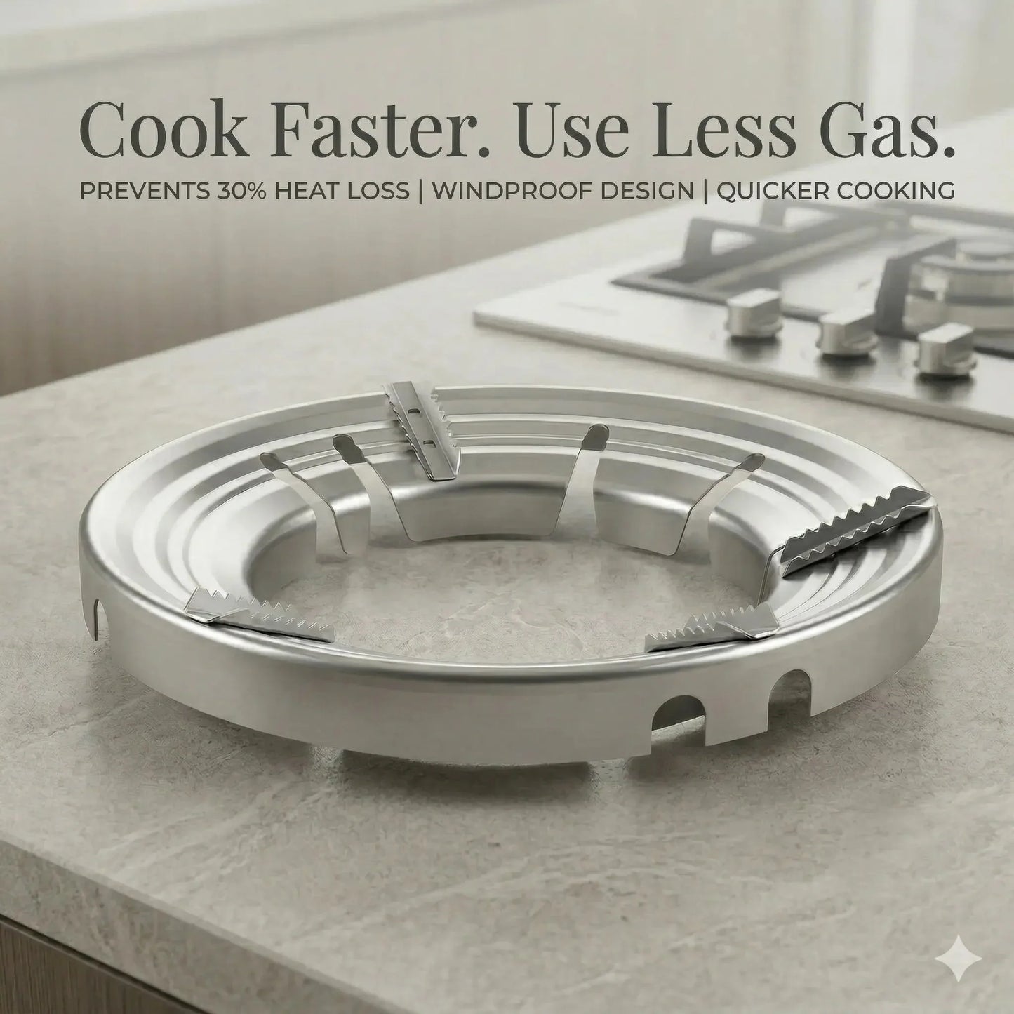 Stainless Steel Gas Saver Ring | Windproof Flame Booster (Buy 1 Get 1 Free)
